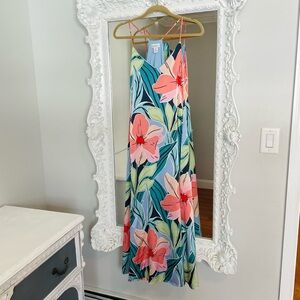 Nicole Miller Floral Satin Maxi dress with pockets